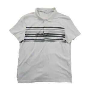 Calvin Klein Mercerized Slim Fit Men's Medium Polo Tennis Golf Shirt White Grey
